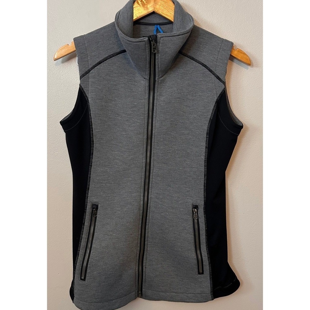 KUHL Vest Womens Small Gray Black Projekt Full Zip Mock Neck Technical Outdoor